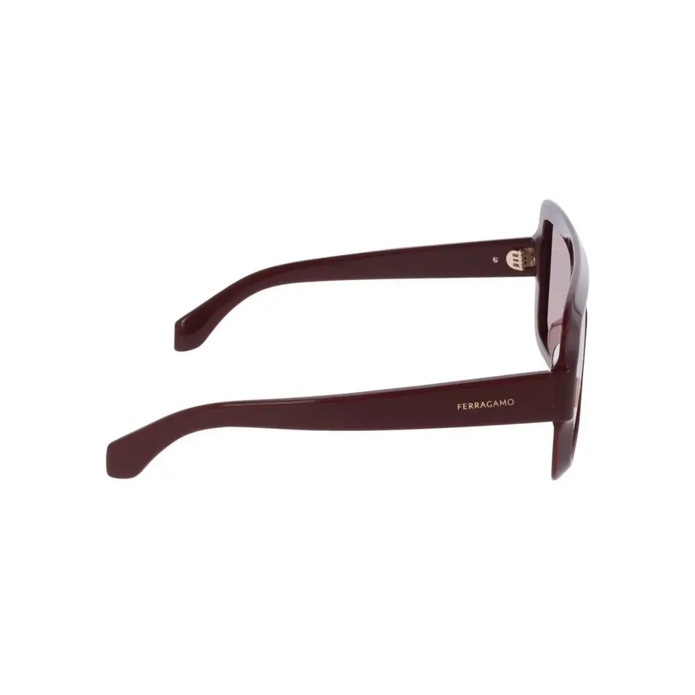 New Salvatore Ferragamo SF2061SE 606 Oversized Shield Sunglasses Burgundy